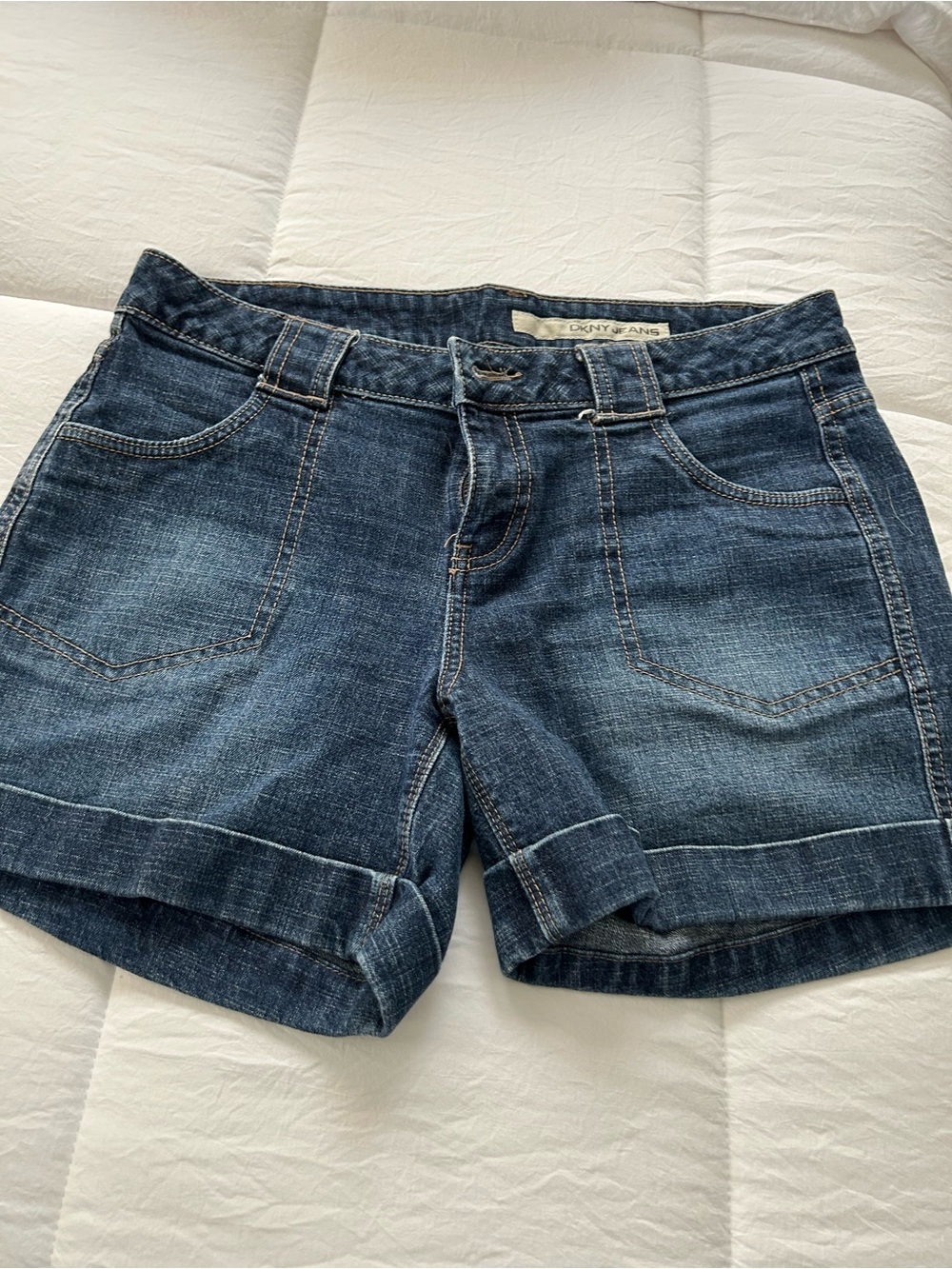 DKNY Indigo Rolled-Hem Jean Shorts